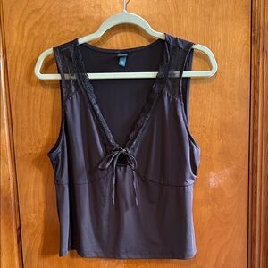 Wild Fable Brown Lace Trim Top